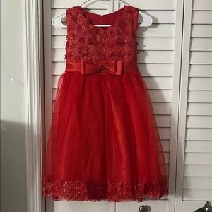 Elegant Red Kids Dress with Bow